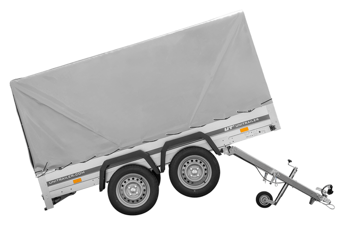 REMORQUE DE JARDIN 264/2 KIPP AVEC ROUE DE SUPPORT, CADRE H-1100 BACHE GRISE