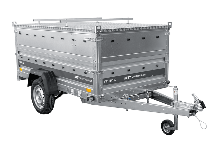 Remorque à un essieu sur ressorts 230x125 UNITRAILER FORCE 230/R KIPP avec côtés BIS et couvercle en aluminium