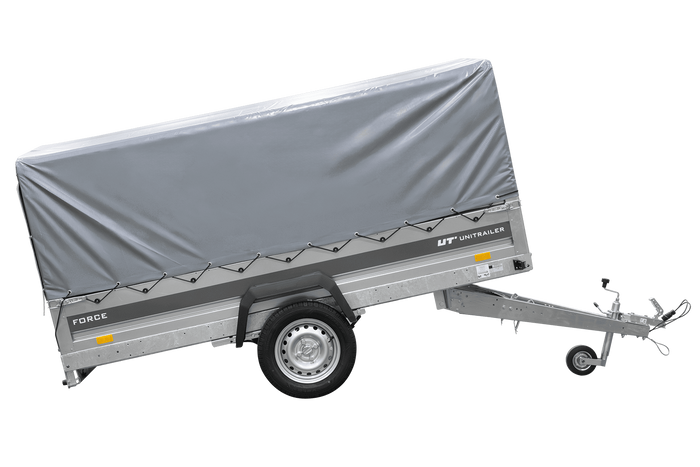 Remorque à un essieu sur ressorts 264x125 UNITRAILER FORCE 264/R KIPP avec châssis H-800 et bâche grise