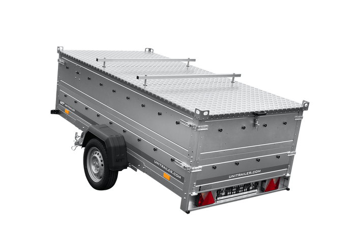 Remorque à un essieu sur ressorts 264x125 UNITRAILER GARDEN 264/R KIPP avec ridelles supplémentaires et capot en aluminium