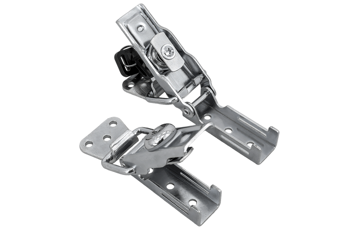 Jeu de crochets, charnières latéraux avec fixations WINTERHOFF BVS 60-1 + BVSG 60-A, serrure latérale de remorque complète avec clé