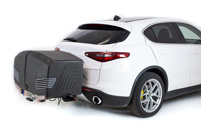 Towbox V3 Camper noir - coffre à bagages monté sur boule d&#39;attelage
