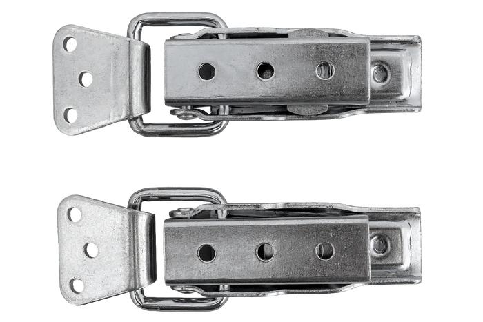 Jeu de crochets, charnières latéraux avec fixations WINTERHOFF BVS 60-1 + BVSG 60-A, serrure latérale de remorque complète avec clé