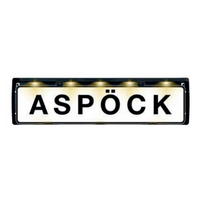 Cadre de plaque d'immatriculation avec éclairage LED ASPOCK FLEXLED, câble 12 V, 0,8 m