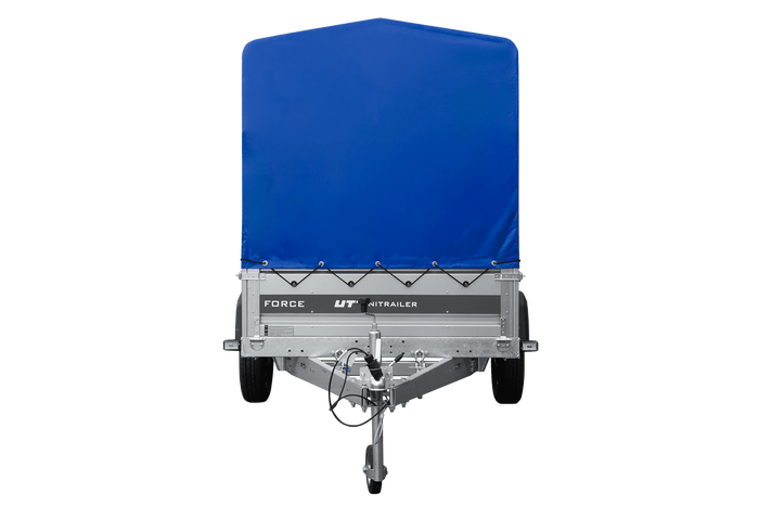 Remorque légère 230x125 UNITRAILER FORCE 230 KIPP avec châssis H-1100 et bâche bleue