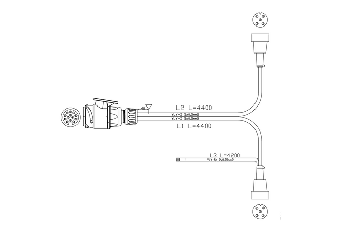 Faisceau électrique MANTES pour remorque de bateau, 4,4 m, prise 13 broches, 2 baïonnettes 5 broches