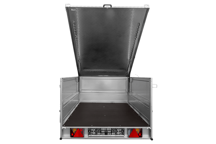 Remorque légère 200x125 UNITRAILER GARDEN 201 KIPP avec ridelles supplémentaires et bâche en aluminium