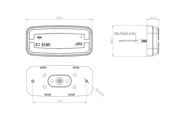 Feu de position à LED HORPOL LD 2762, orange, universel