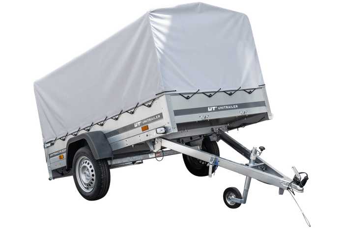 Remorque à un essieu 230x125 UNITRAILER GARDEN 230 KIPP avec châssis H-800 et bâche grise