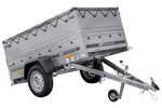 Remorque mono-essieu 200x106 UNITRAILER GARDEN 200 KIPP avec ridelles BIS, châssis H-0 et bâche grise