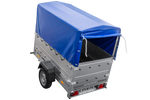 Remorque porte-voitures 200x106 UNITRAILER GARDEN 200 KIPP avec ridelles BIS, châssis H-800 et bâche bleue