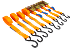 Jeu de quatre courroies de transport UNITRAILER orange 4 m/25 mm/0,68 t avec tendeur