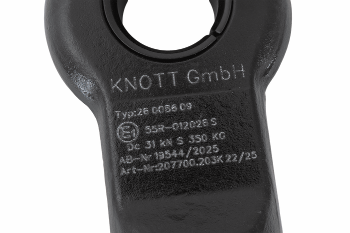 Attelage à œil KNOTT KK7488S pour remorque de 3500 kg avec timon tubulaire de 50 mm, nouveau modèle