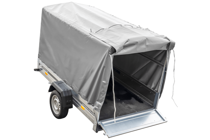 Remorque à un essieu 230x125 UNITRAILER GARDEN 230 KIPP avec châssis H-1100 et bâche grise