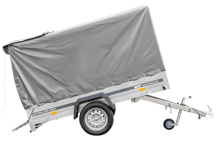 Remorque à un essieu 230x125 UNITRAILER GARDEN 230 KIPP avec châssis H-1100 et bâche grise