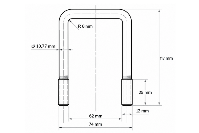 Collier de serrage carré DROMET type C M12 62×117 mm