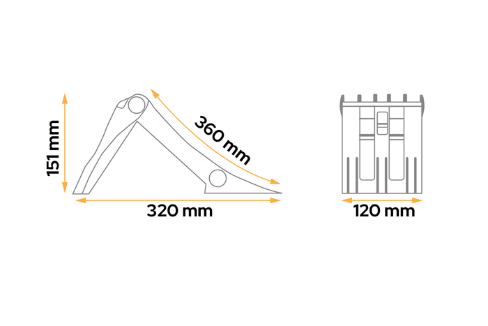 Cale de roue pliable LOKHEN ORIGAMY 36 h : 151 mm / set avec poignée