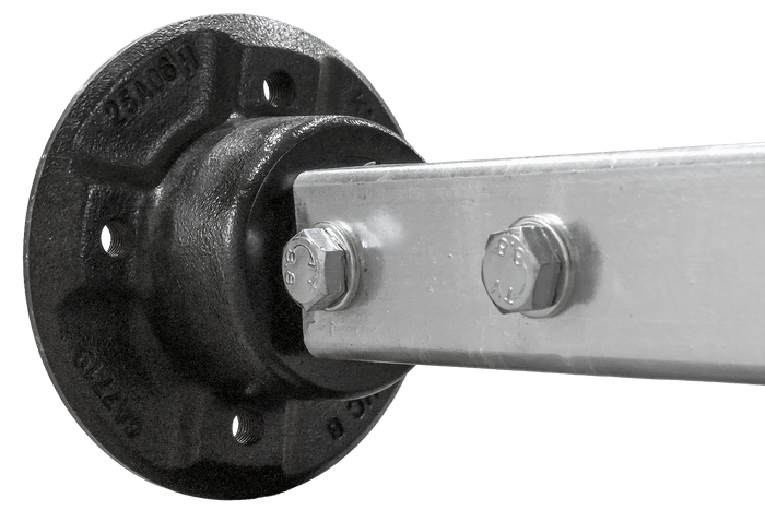 Essieu rigide à ressort KNOTT VR7 sans frein pour remorque 750 kg, 1240 mm, 1580 mm, 4x100