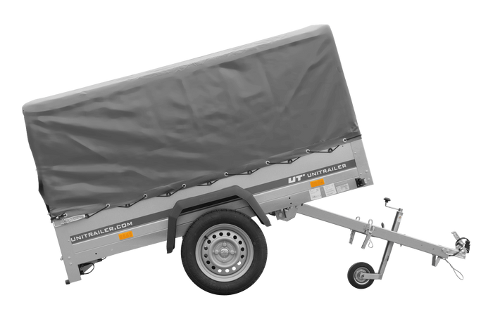 Remorque à un essieu 200x125 UNITRAILER GARDEN 201 KIPP avec châssis H-800 et bâche grise