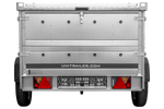 Remorque légère 200x125 UNITRAILER GARDEN 201 KIPP avec ridelles supplémentaires et bâche en aluminium