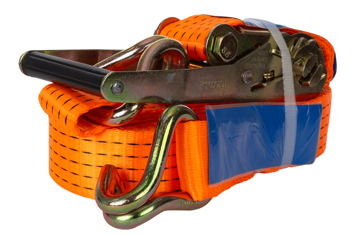 Ensemble de quatre courroies de transport UNITRAILER 12 m/50 mm/5 t orange avec tendeur