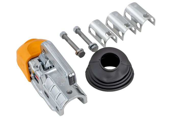 Attelage à boule STEELPRESS BC-3000C-00-00+Z3 pour remorque de 3 000 kg avec timon tubulaire de 35 à 50 mm, en fonte