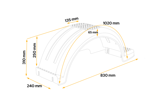 Garde-boue pour remorque à bateau 13" DOMAR D20422S passage de roue 830/240 mm