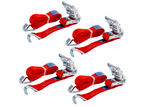 Ensemble de quatre courroies de transport rouges UNITRAIER 4 m/35 mm/2 t avec tendeur