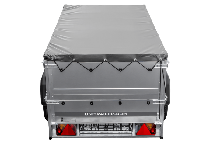 Remorque mono-essieu 200x106 UNITRAILER GARDEN 200 KIPP avec ridelles BIS, châssis H-0 et bâche grise