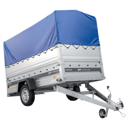 Remorque porte-voitures 264x125 UNITRAILER FORCE 264 KIPP avec ridelles BIS, châssis H-800 et bâche bleue