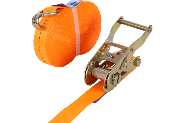 Ensemble de quatre courroies de transport UNITRAILER 12 m/25 mm/1 t orange avec tendeur