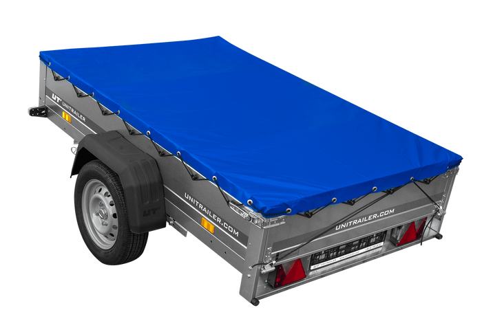 Remorque sur ressorts 200x125 UNITRAILER GARDEN 201/R KIPP avec châssis H-0 et bâche bleue