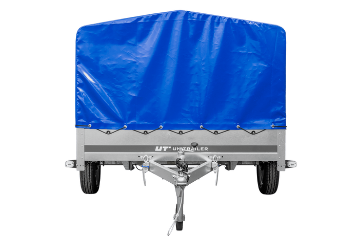 Remorque à un essieu sur ressorts 264x150 UNITRAILER GARDEN 265/R KIPP avec châssis H-800 et bâche bleue