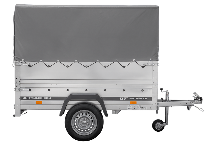 Remorque légère 200x106 UNITRAILER GARDEN 200 KIPP avec ridelles BIS, châssis H-800 et bâche grise