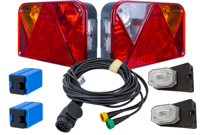 Kit d'éclairage : feux arrière DOBPLAST DPT35 + feux de position latéraux ASPÖCK FLEXIPOINT I + faisceau MANTES 5,2 m 13 broches
