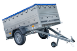 Remorque à un essieu 200x106 UNITRAILER GARDEN 200 KIPP avec côtés BIS et bâche bleue