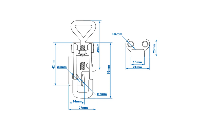 Attelage latéral avec fermoir ProPlus 342112 pour une fermeture latérale complète de la remorque