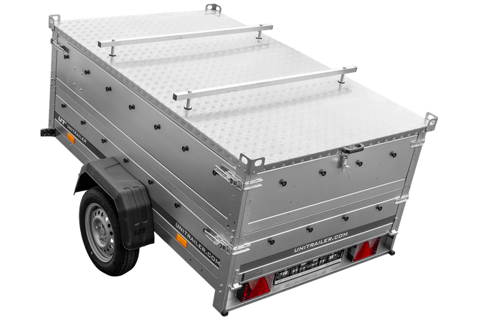 Remorque légère 200x125 UNITRAILER GARDEN 201 KIPP avec ridelles supplémentaires et bâche en aluminium