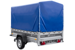 Remorque porte-voitures sur ressorts 230x125 UNITRAILER FORCE 230/R KIPP avec châssis H-1100 et bâche bleue