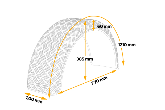 Garde-boue de remorque 14-15" DOMAR D29122, passage de roue 770/200mm