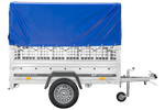 Remorque légère 200x106 UNITRAILER GARDEN 200 KIPP avec côtés en filet, châssis H-800 et bâche bleue