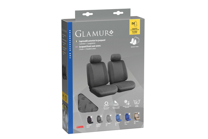 Ensemble de housses de siège auto LAMPA Glamur grises, pour les sièges avant