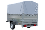 Remorque porte-voitures 230x125 UNITRAILER GARDEN 230 KIPP avec ridelles BIS, châssis H-800 et bâche grise