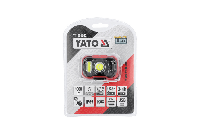 Lampe frontale LED YATO YT-085942 avec détecteur de mouvement, 1000 lm