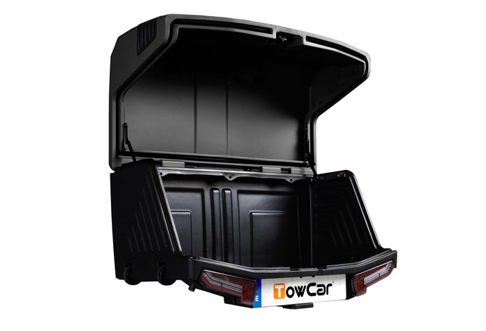 Towbox V3 Camper noir - coffre à bagages monté sur boule d&#39;attelage