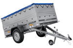 Remorque Garden Trailer 200 Kipp avec roue jockey, rehausses, châssis H-0 et bâche bleue