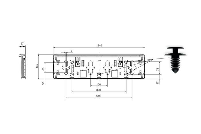 Cadre de plaque d'immatriculation avec éclairage LED ASPOCK FLEXLED, câble 12 V, 0,8 m