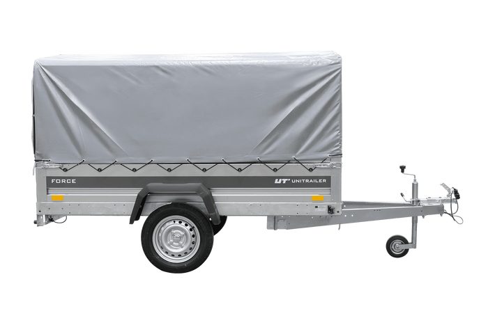 Remorque à un essieu 230x125 UNITRAILER FORCE 230 KIPP avec châssis H-800 et bâche grise