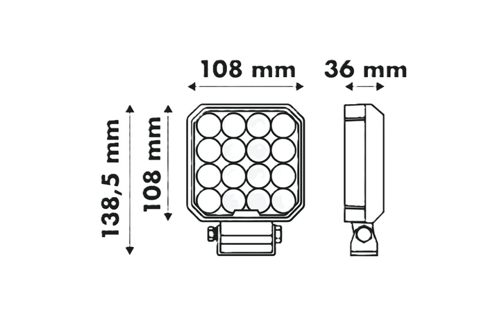 Réflecteur carré pour lampe de travail LED LAYTZ LY7107, 64 LED, 6400 lm