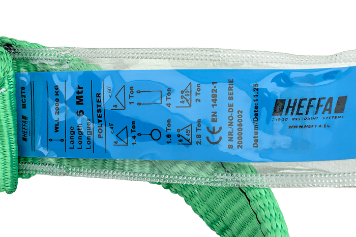 Sangle, élingue de levage HEFFA 6 m/60 mm/2 t avec boucles